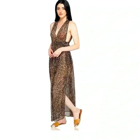 American & beyond  size Large cheetah print maxi cover-up NEW NO TAGS - Picture 1 of 9